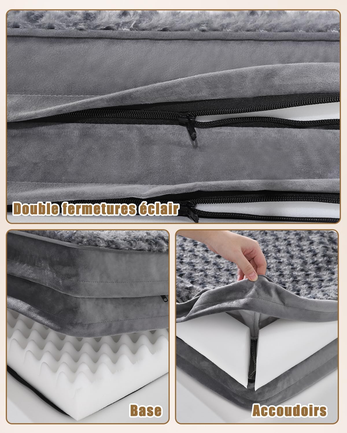Panier orthopédique pour chien - Mémoire de forme - Soulage les articulations - Housse déhoussable et lavable - CASPER&CO