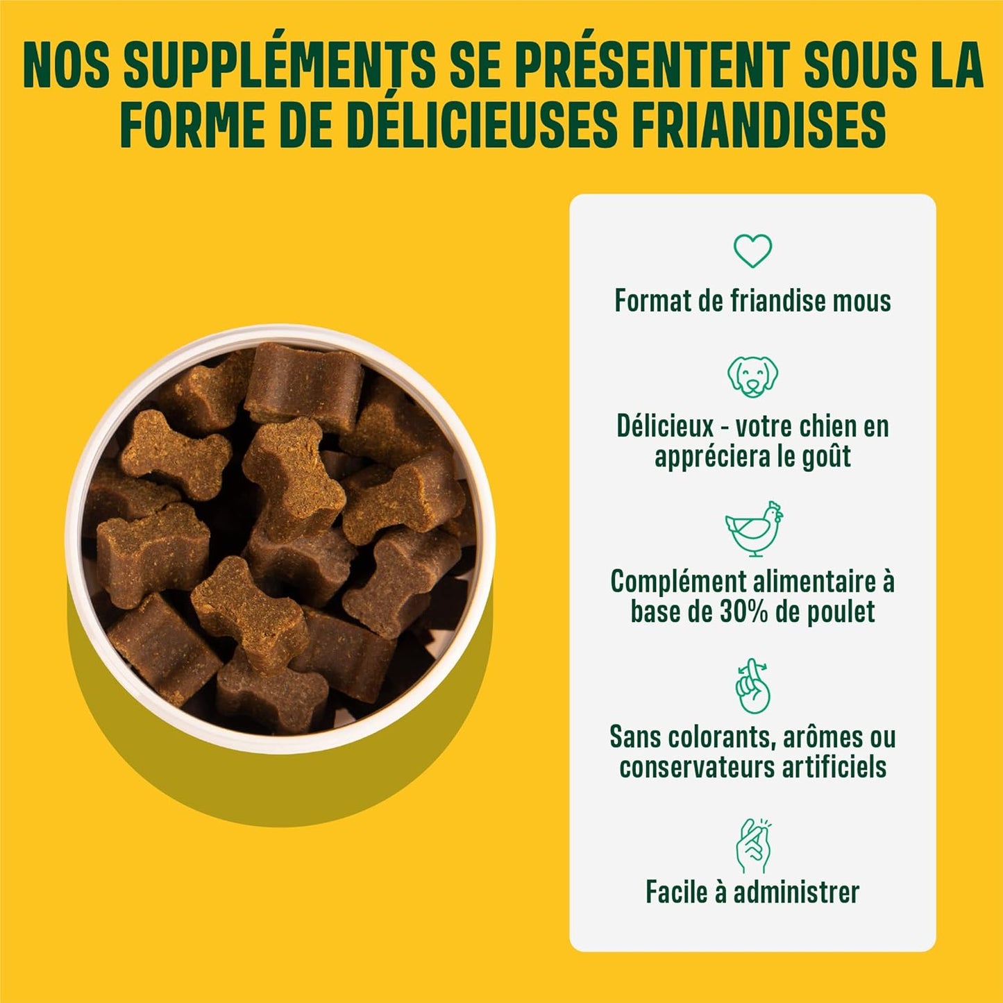 Ivvi - Probiotic - Complément Alimentaire Pour Chien, Bien -Etre Digestif - Probiotiques, Citrouille, Avoine, Graines De Lin Et De Courge - 60 Délicieuses Friandises Au Poulet, 270G