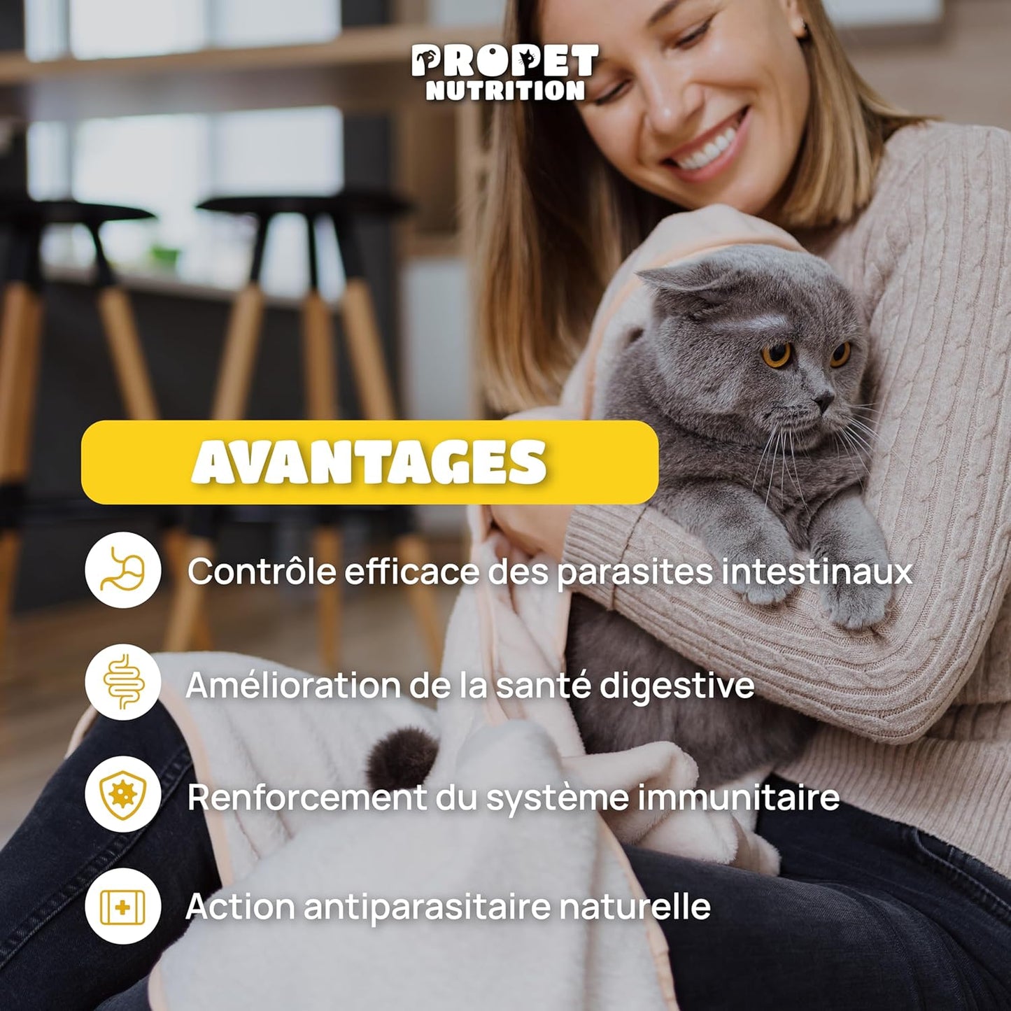 Vermifuge Chat À Base D'Extraits De Plantes. 120 Comprimés. 100% Naturel. Contre Les Vers. Probiotique + Vitamines B. Protection Intestinale. Toutes Races. Antiparasite. Vermifuge Chat Comprimé