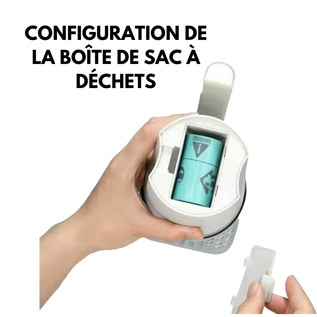 Pelle à litière ergonomique avec filtre et sacs rechargeables. Ramassage facile et sans contact avec les déchets. Compatible avec litières agglomérantes et classiques.
