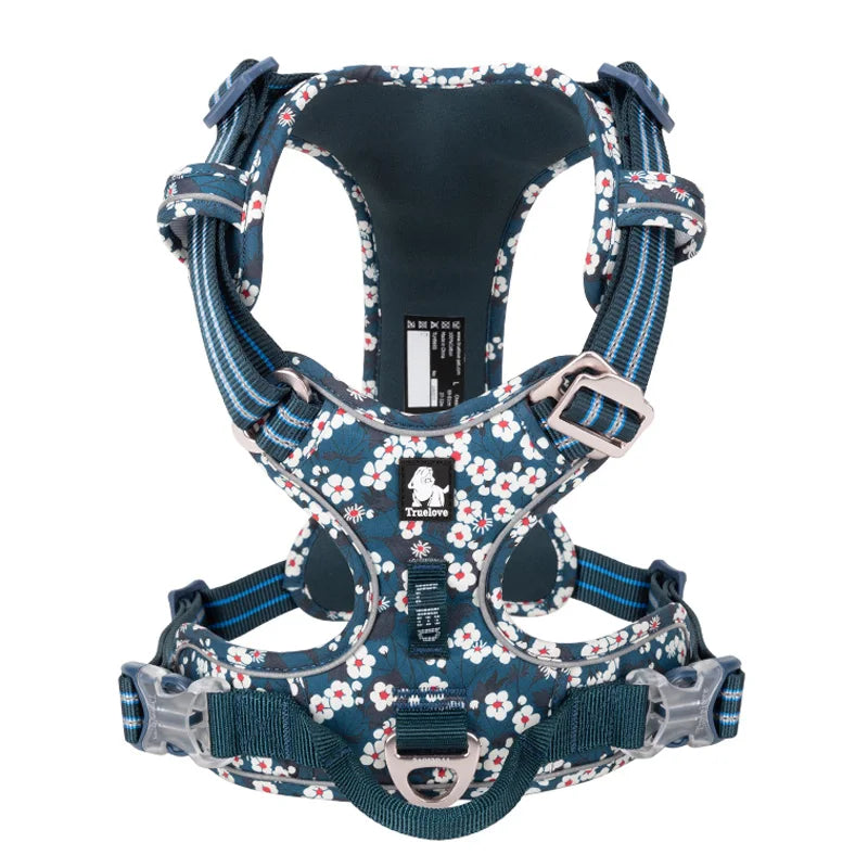 Harnais fleuri collection Truelove - Ajustable et rembourré - Résistant et confortable - Design élégant pour chiens et chats - CASPER&CO