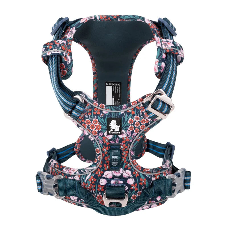 Harnais fleuri collection Truelove - Ajustable et rembourré - Résistant et confortable - Design élégant pour chiens et chats - CASPER&CO
