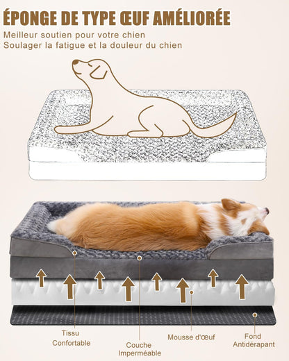 Panier orthopédique pour chien - Mémoire de forme - Soulage les articulations - Housse déhoussable et lavable - CASPER&CO

