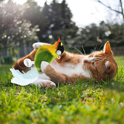 Jouet pour chat en forme d'oiseau coloré avec plumes