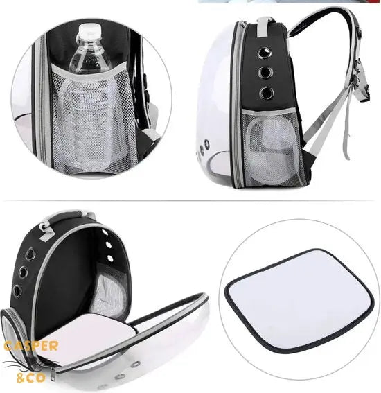 Sac à dos de transport pour chat - Fenêtre panoramique - Ventilation optimale - Confort et sécurité pour voyages - CASPER&CO
